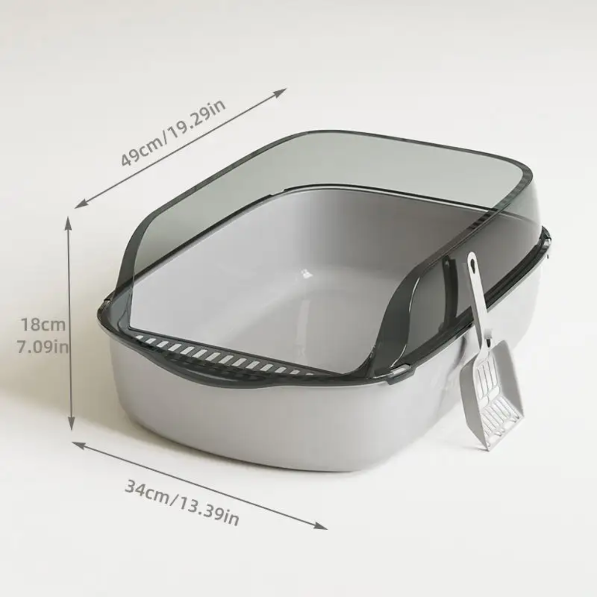 Petovia Thickened Semi-Enclosed Cat Litter Box with Splash-Proof Walls & Free Scoop