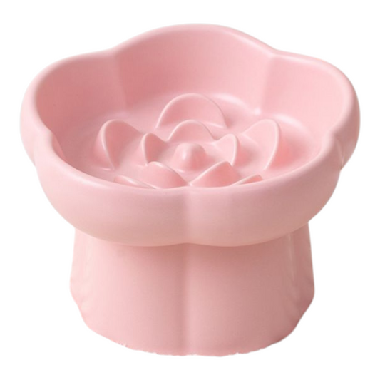 Petovia Elevated Ceramic Slow-Feed Cat Bowl | Raised Posture | Neck Protection & Anti-Flip