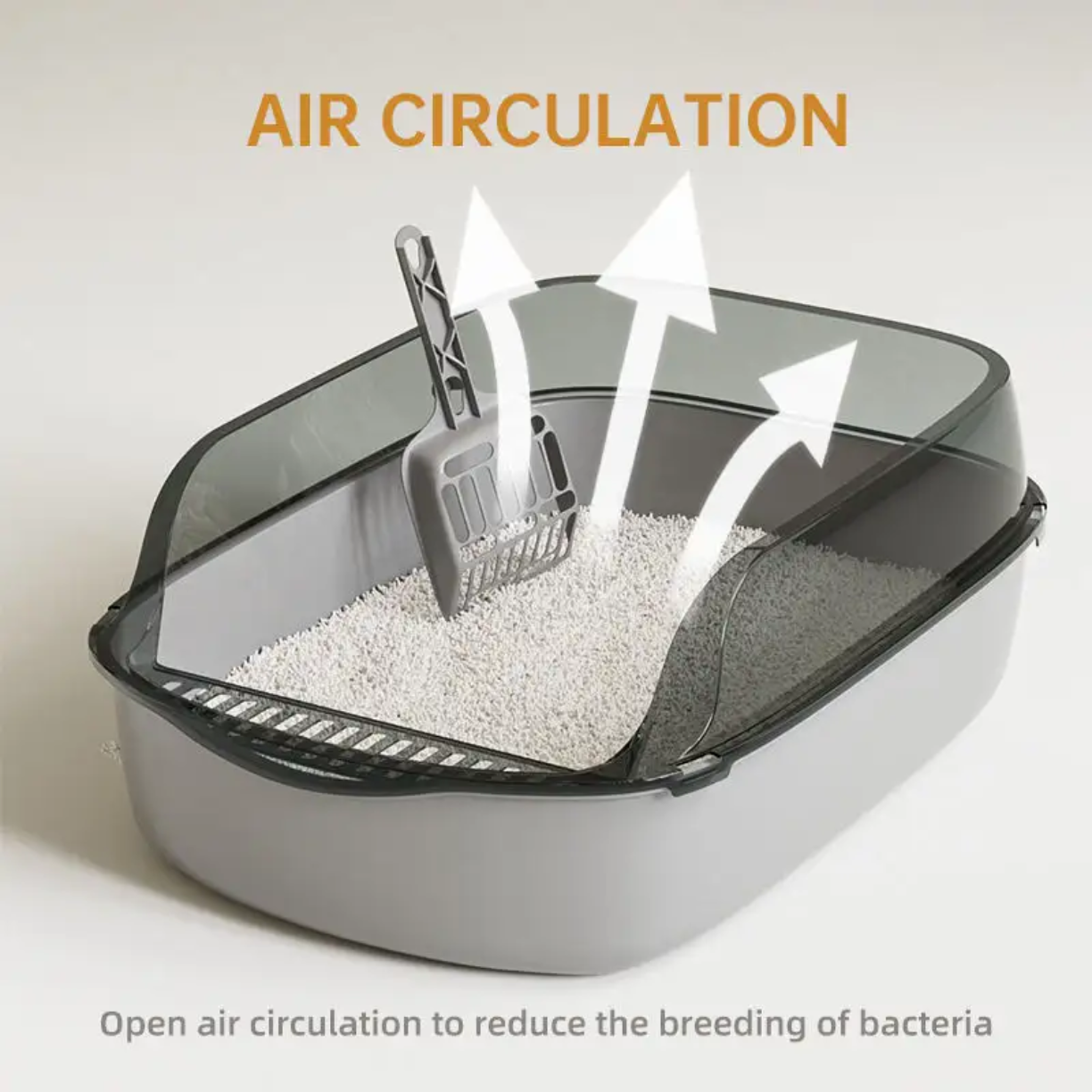 Petovia Thickened Semi-Enclosed Cat Litter Box with Splash-Proof Walls & Free Scoop