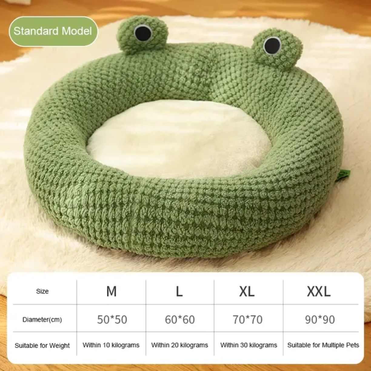 Petovia Frog-Shaped Plush Pet Bed | Cozy Warm Cat & Dog Nest